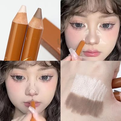 Contourpen met dubbele punt Gezicht Oplichtende Corrector Neusschaduw Sculpting Natuurlijke 3D Highlighter Shading Stick Make-up
