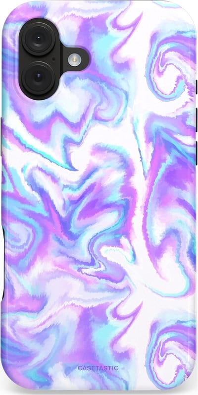 Casetastic hoesje geschikt voor Apple iPhone 16 Plus - MagSafe - Dubbellaagse bescherming - Tie Dye magie - Fashion Case - Lavendel Wit Lichtblauw Lichtgrijs
