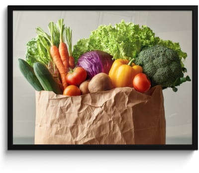 Poster in lijst - Fotolijst 70x50 cm - Posters - Papieren - Boodschappen - Groente - Kleurrijk - Posterlijst zwart - Decoratie - Wanddecoratie woonkamer - Muurdecoratie slaapkamer