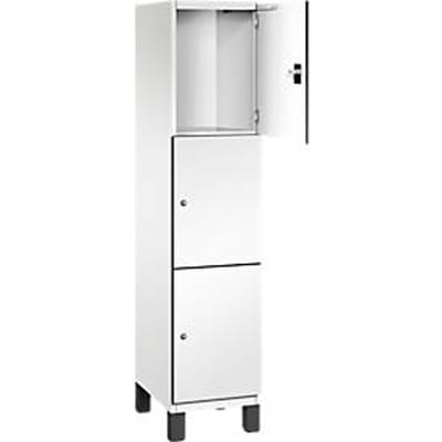 C+P Cambio lockerkast, 1 vak, 3 vakken, op poten, B 400 x D 525 x H 1980 mm, verkeerswit/wit