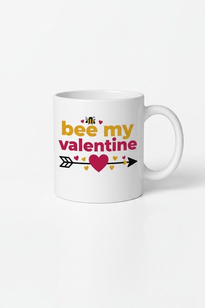 Valentijn Mok 'Bee My Valentine' - Unieke Liefdesbeker met Bijtje & Hartjes