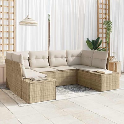 vidaXL - Tuinbank - Set - 6 - st - 6-Aantal - zitplaatsen - Beige - en - Crème
