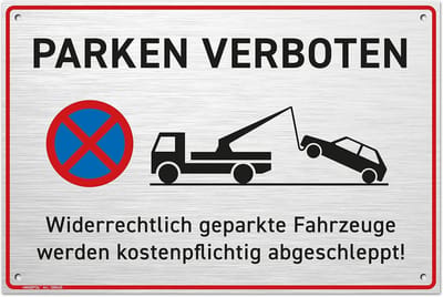 Groot Parkeerverbodsbord - Aluminium Metaal (30x20 cm) met Boorgaten - Oprit Vrijhouden