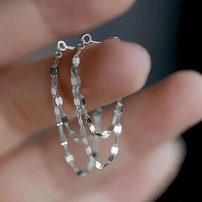 Huitan Stijlvolle Ketting Kwastje Piercing Oorbellen Vrouwen Mode Statement Sieraden Trendy Metaal Goudkleur/ Kleur Accessoires brown