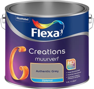 Flexa - Creations Muurverf Zijdemat - Authentic Grey - Mengverf - 2,5 L