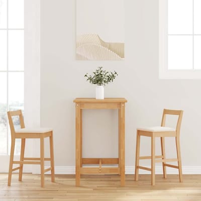 vidaXL - Barkrukken - met - kussens - 2 - stuks - natuurlijk - massief - hout - rubber