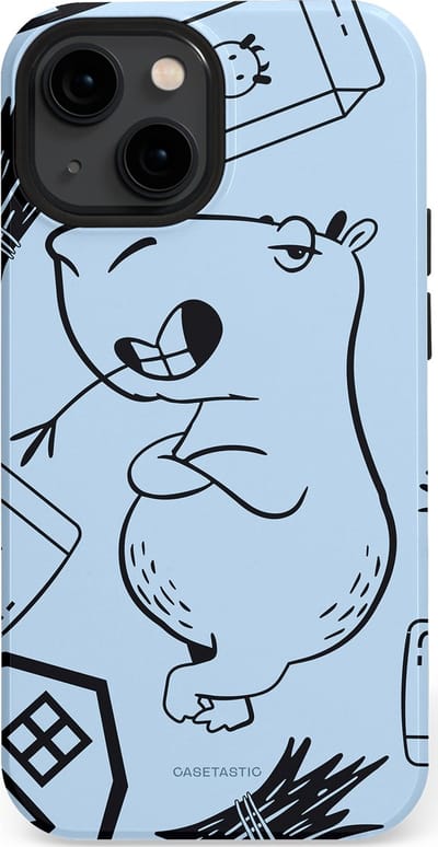 Casetastic Hoesje Geschikt voor Apple iPhone 13 Mini Magsafe - Stijlvolle Beschermende Duo-layer Case - Capibara chillen