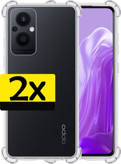 Hoesje - 2 Stuks - Geschikt voor OPPO Reno 8 Lite - Sterk & Shockproof - Siliconen Case - Back Cover - Telefoon Hoes Shock Proof - Telefoonhoesjes - Transparant