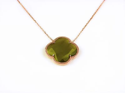 model Fiori kleine klaver ketting in zilver roze verguld kaki klaver