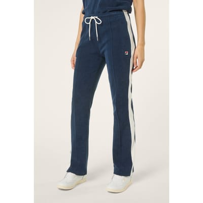 FILA Adriano Slim Contrast Panel Towelling Track Pants Black Iris Size: S | Sweatpants Outlet | Dames | Blauw