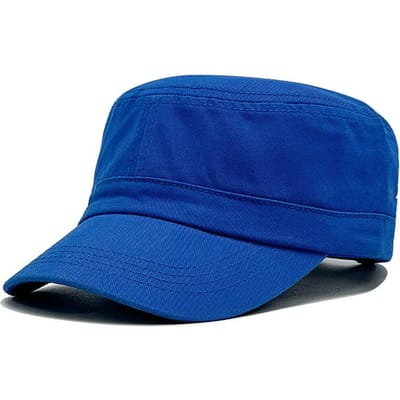 Lente en Zomer Platte Top Hoed Mannen en Vrouwen Modieuze Dunne Ademende Baseballpet Buiten Gepersonaliseerde Zonneklep Militaire Hoed Baseballpet M（56-58cm） blue