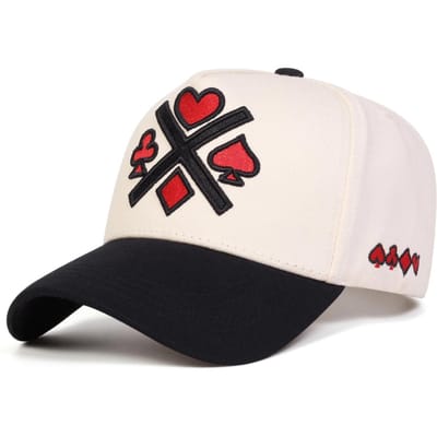 Unisex Poker Borduurwerk Baseballpetten Lente Herfst Buiten Verstelbare Casual Petten Zonbescherming Pet Sportpet white