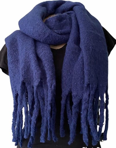 Warme Sjaal - Dikke Kwaliteit - Effen - Blauw - 180 x 55 cm (8851)
