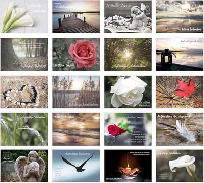 Edition Seidel Set of 20 Premium Funeral Cards / Condolence Cards with Envelope Funeral Card with Sayings Writing (Double Cards/Folding Cards with Envelope (SW02))