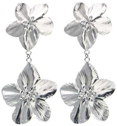 Oorbellen bloemen - RVS - zilverkleurig - 6 cm