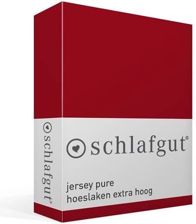 schlafgut Jersey Pure hoeslaken extra hoog - Eenpersoons S - 90x190 - 100x220 285 Red Deep