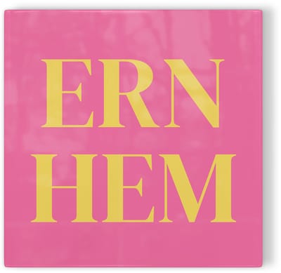 Tegeltje Arnhem Ernhem - roze geel - tegeltje stad - tegeltje met tekst