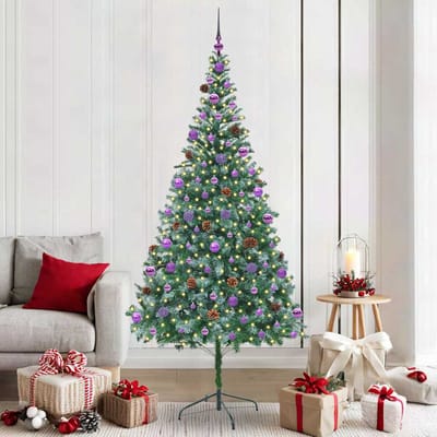 vidaXL - Kunstkerstboom - met - 300 - LED - Groen - 210 - cm - PVC - en - Staal