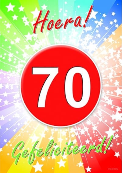 Bellatio Decorations verjaardag deurposter - 70 jaar - 59 x 42 cm - leeftijd feestartikelen