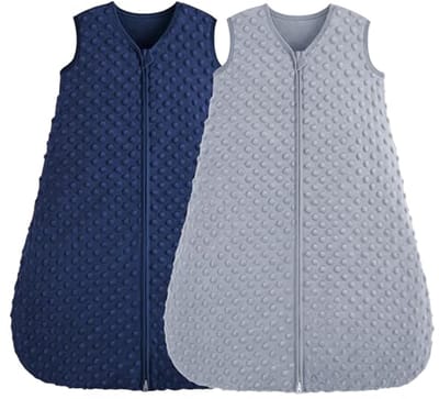Baby Slaapzak 6-12 maanden - 2 Pack Draagbare Deken in Blauw en Grijs (1,5 Tog)