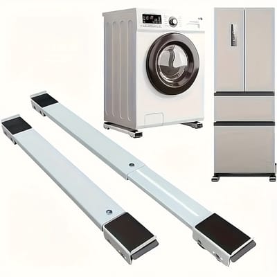 2 stuks verstelbare roestvrijstalen wielbeugels met rem, verstelbare lengte 45-70 cm, antislip en roestvrij voetjes, draagvermogen 300 kg - Wit