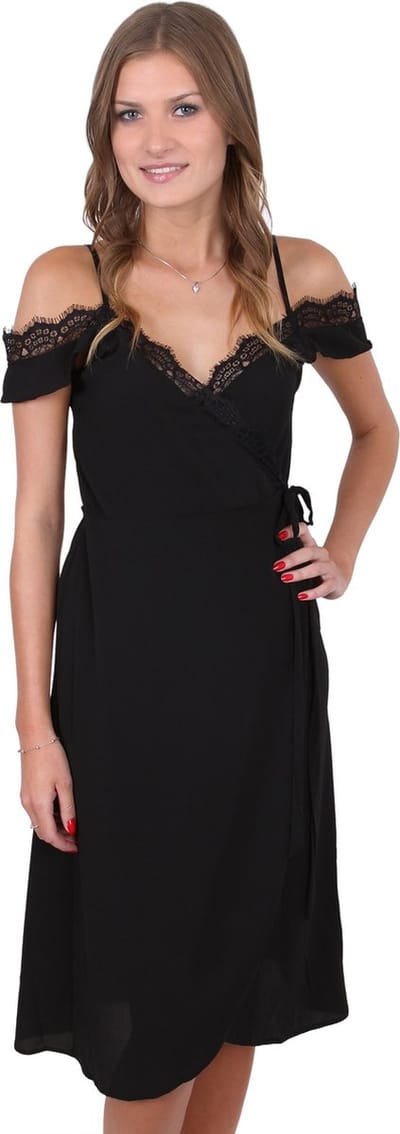 John Zack Zwarte slip-on midi-jurk