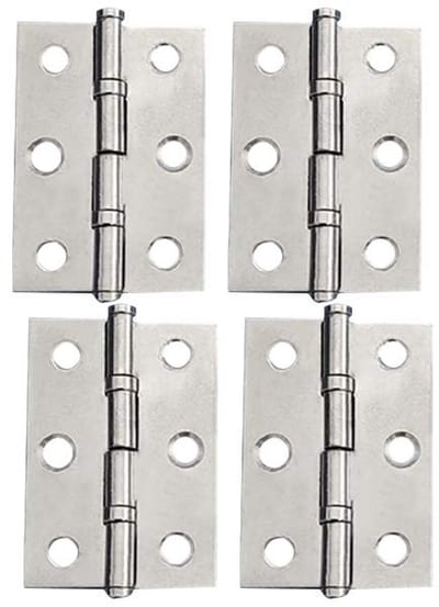 Dailygoods- Butt Scharnieren Roestvrij Staal - Opvouwbaar - Corrosiebestendig - 4 Stuks - 2 Inch (50x39x1.2mm) - Bevestigingsschroeven inbegrepen - Scharnier