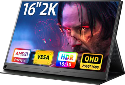 UPERFECT Portable Monitor 16" QHD 2560x1600P Draagbaar Monitor 100% sRGB 1500:1 IPS for Gaming/Design with VESA Mount for Laptop/Switch/MacBook