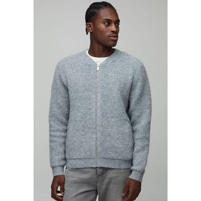 Bomberjack in normale pasvorm, gebreid met boucle | Grey | Size XS