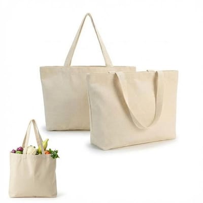 KZQ 2-pack Shipping bags - Boodschappentas - Draagtas - Canvas draagtas - Beschilderbare stoffen tas - Katoenen tas - Geschikt voor dagelijkse uitstapjes, boodschappen doen en woon-werkverkeer - 42 x 32 x 10 cm