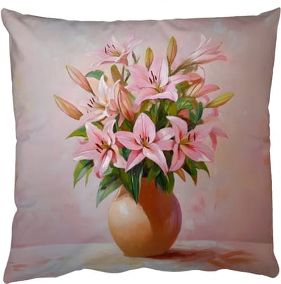 Sierkussens - Kussentjes Woonkamer - 50x50 cm - Vaas - Bloemen - Roze