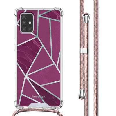 imoshion Hoesje - Geschikt voor Samsung Galaxy A71 - Design Hoesje met Koord - Bordeaux Graphic