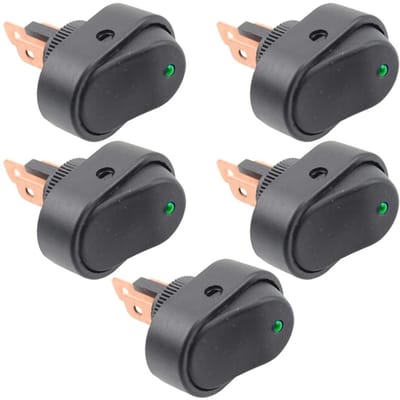 Dailygoody - Waterdichte LED Rocker Switch 12V 30A - 5 Stuks, Blauwe Aan/Uit Schakelaar voor Auto en Boot