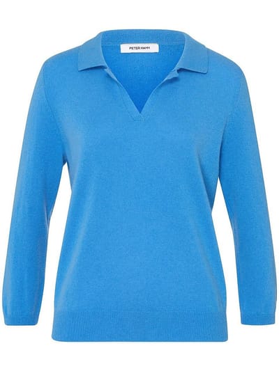 Polotrui scheerwol en kasjmier Van Peter Hahn blauw