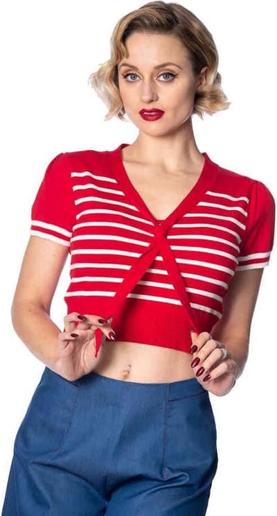 Dancing Days - SAILOR STRIPE Top - S - Rood