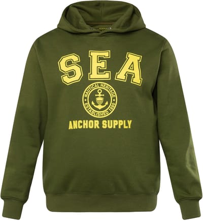 JP 1880 - Heren - Hoodie capuchontrui print op de voorkant - Mosgroen - Maat XXL