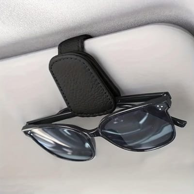1 stuks zonnebrilhouder is geschikt voor autozonneschermen - magnetische leren zonnebrilclip en ticketclip - autozonneschermaccessoires zwart