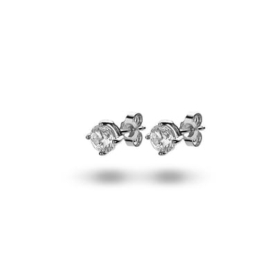 Twice As Nice Oorbellen in zilver, een zirkonia van 5 mm Wit