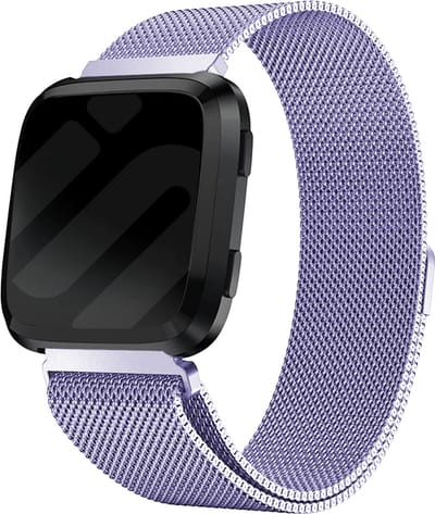 Milanees Smartwatch bandje - Geschikt voor Fitbit Versa / Versa 2 Milanees bandje - lichtpaars - Strap-it Horlogeband / Polsband / Armband - Maat: Maat L