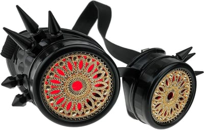 Lasbril Steampunk - Cyber Goggles Cosplay - Feestelijke Bescherming - UV 400 Bescherming - One Size - Zwart