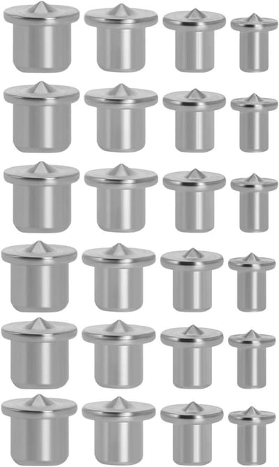 Deuvel Centreerpunt - Houtverbinding Hulpmiddel - Precisie Houtbewerking - Roestvrij Staal - 24 Stuks - Zilver