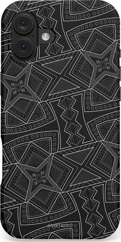Casetastic hoesje geschikt voor Apple iPhone 16 Plus - MagSafe - Dubbellaagse bescherming - Afrikaanse kunst - Fashion Case - Zwart