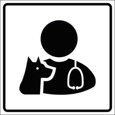 Dierenarts sticker, wit zwart 100 x 100 mm
