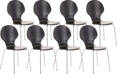 CLP Diego Set van 8 stapelstoelen Hout/zwart