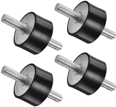 Dailygoods- Schokdemper Rubber - 4 Stuks - Trillingsdemper - Antivibratie Isolator - Montage Beugels - Hoogwaardige Materialen - Zwart/Roestvrij Staal