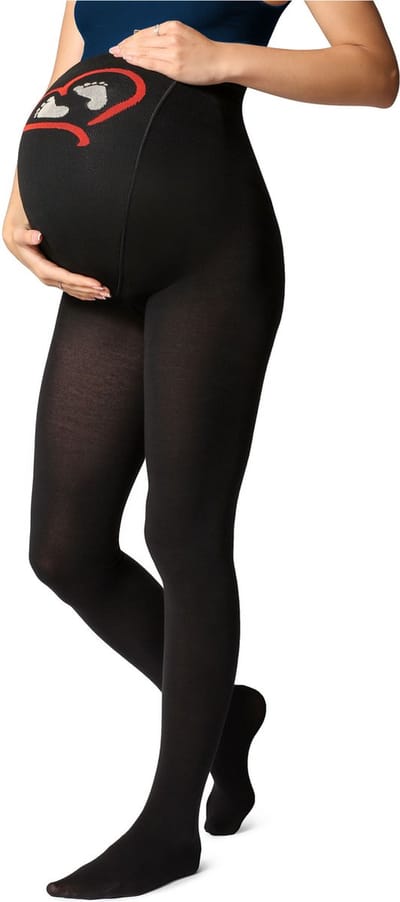 Be Mammy Dames Panty - Zwangerschapspanty - 150 DEN - Medium gloss - Katoen - BE-GI-1122 - Zwart Patroon-001 - S