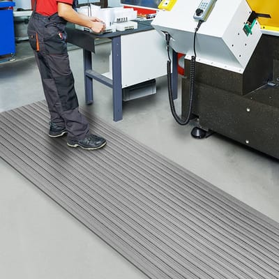 FLOORDIREKT Anti-Vermoeidheidsmat - Softer-Work-Mat - Werkplaatsmat - Grijs - 60 x 100 cm