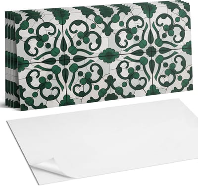 Coloray Plaktegels - Plantenpatroon met ornamenten Wandtegel Zelfklevend - 60 cm x 30 cm - Groente Plaktegels - 6 stuks - Rechthoek PVC Tegels - Plaktegels Keuken - Zelfklevende Vloertegels Badkamer - Vinyl Tegels Zelfklevend - Portugese Tegels