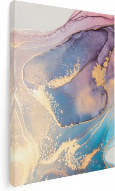 Artaza Canvas Schilderij Marmer Abstract - 30x40 cm - Klein - Muurdecoratie Goud - Wanddecoratie Woonkamer - Kamer Accessoires Geometrisch