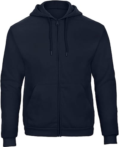 Herenhoodie met rits 'ID.205' B&C Collectie maat XS Donkerblauw